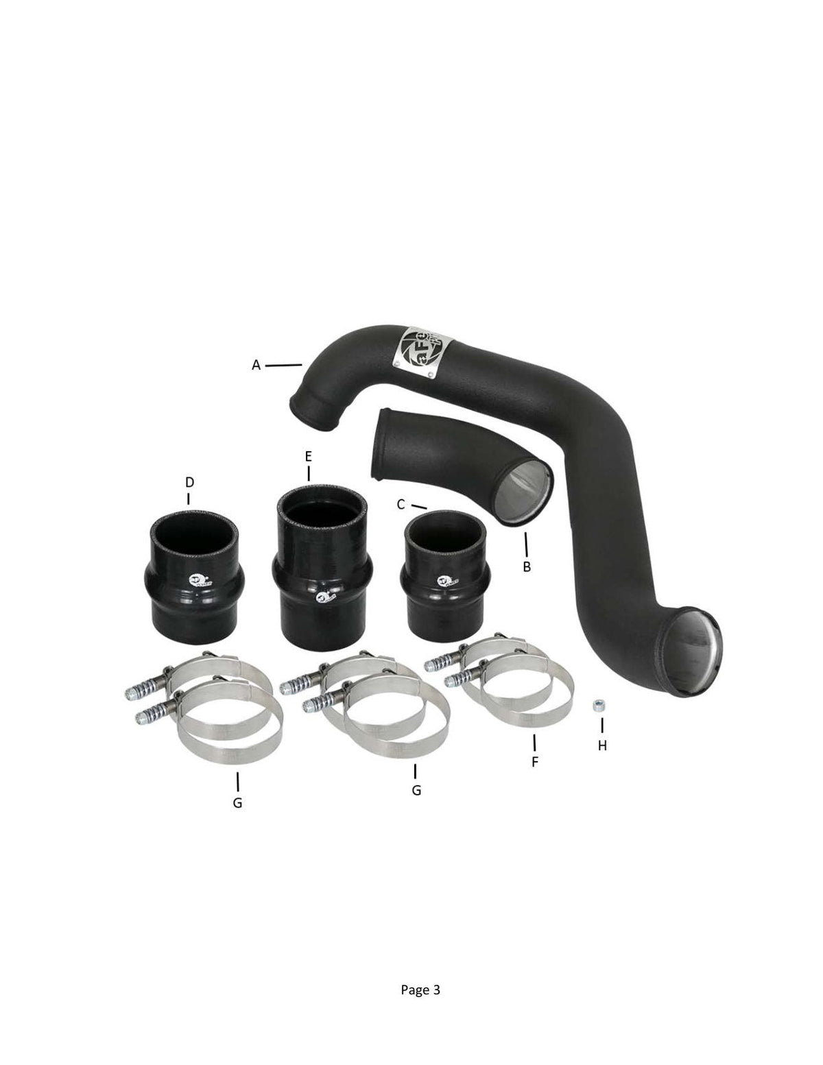 aFe Bladerunner Intercooler Tube Hot Side 3in 17-18 GM Diesel Trucks V8-6.6L (td) L5P - Black