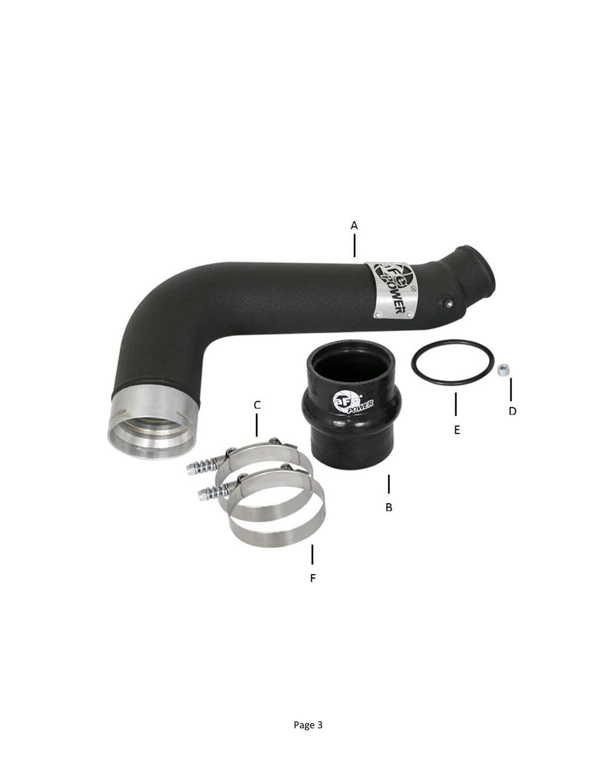 aFe BladeRunner 3in Black Intercooler Tube Cold Side 17-18 GM Diesel Trucks V8 6.6L (td) L5P