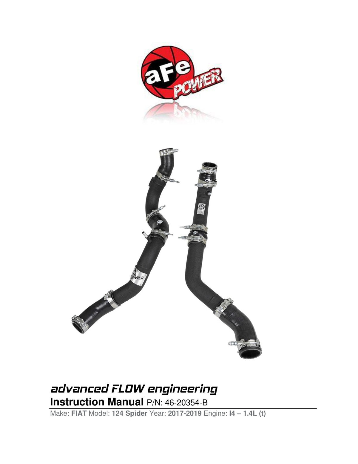 aFe Bladerunner Intercooler Tubes Hot & Cold 17-18 Fiat 124 Spider I4-1.4L (t)