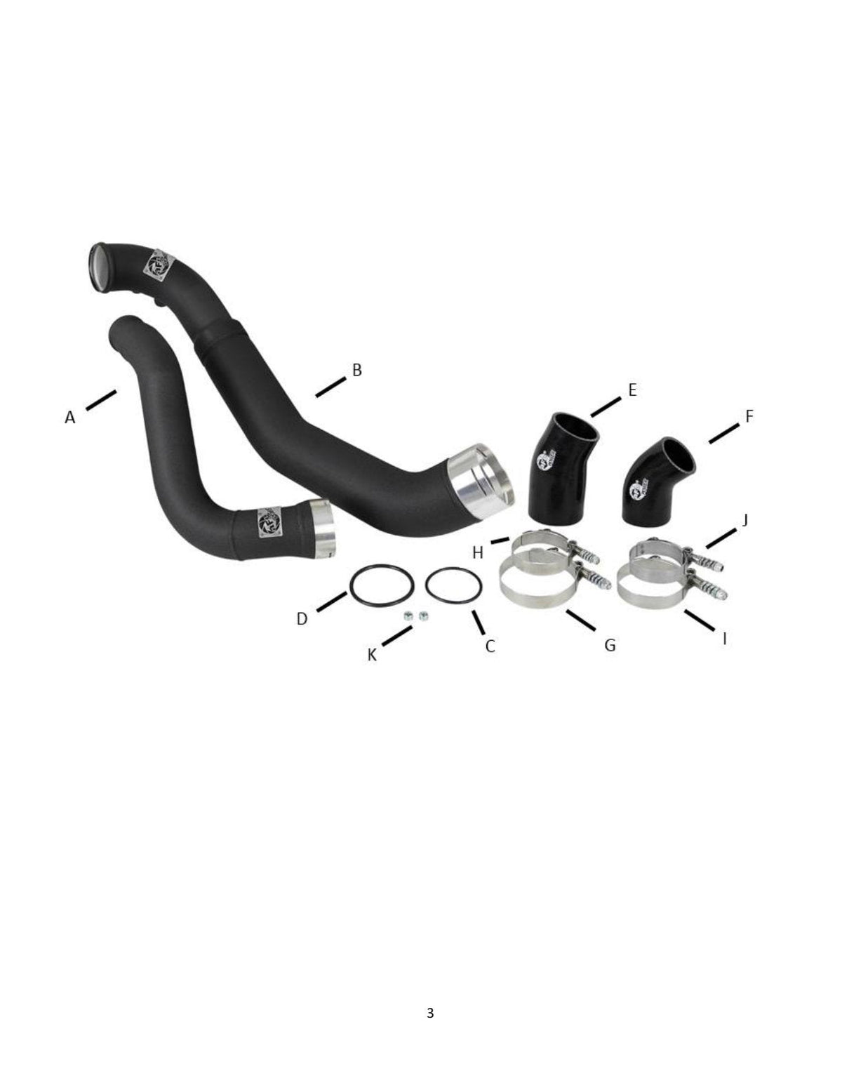 aFe Bladerunner 3.5in-3in Intercooler Cold Side Tube Black - 18-19 Ford F-150 V6-3.0L (td)