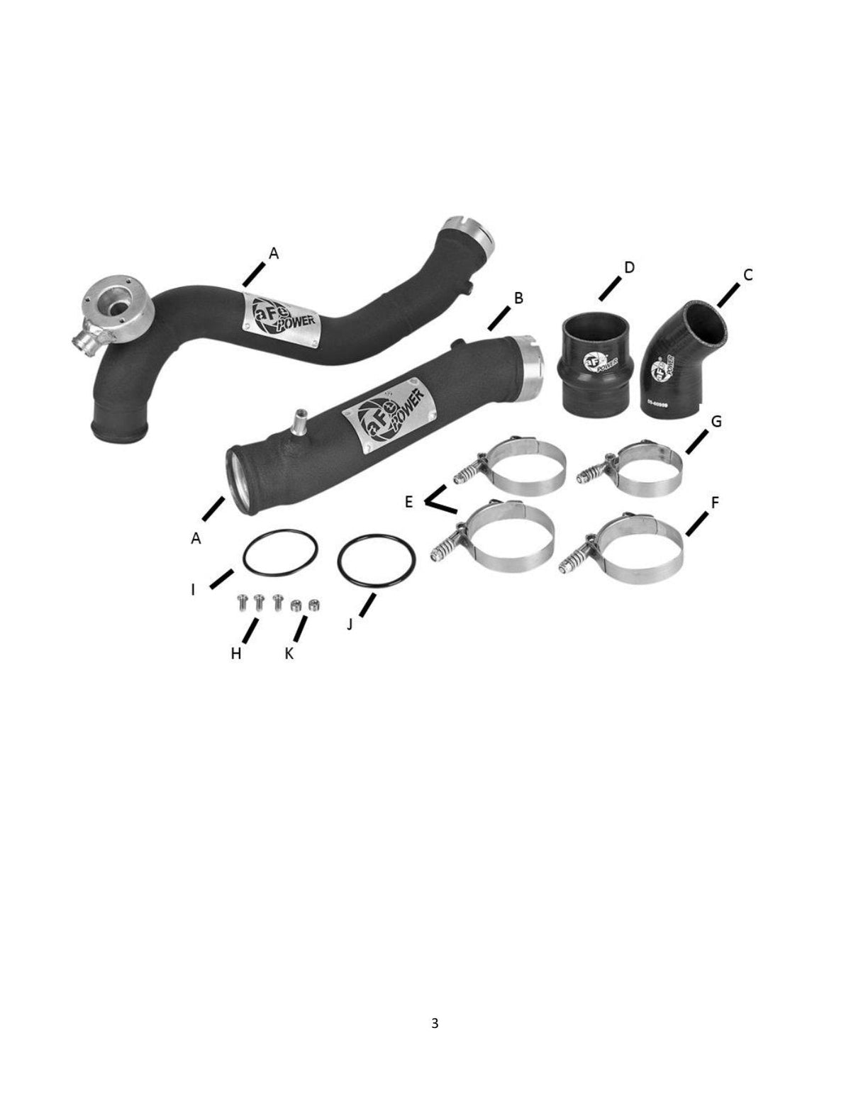 aFe BladeRunner 3in Alum Hot and Cold Intercooler Tube Kit 2019 Ford Ranger 2.3L (t)