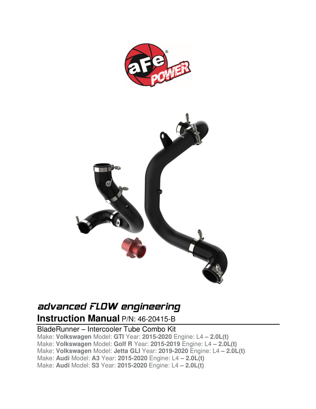 aFe 15-20 VW GTI Charge Pipe Kit