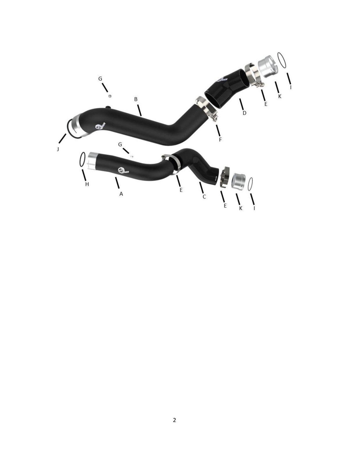 aFe BladeRunner Black Intercooler Hot & Cold Side Tubes Combo 19-20 GM Trucks 1500 L4-2.7L (t)