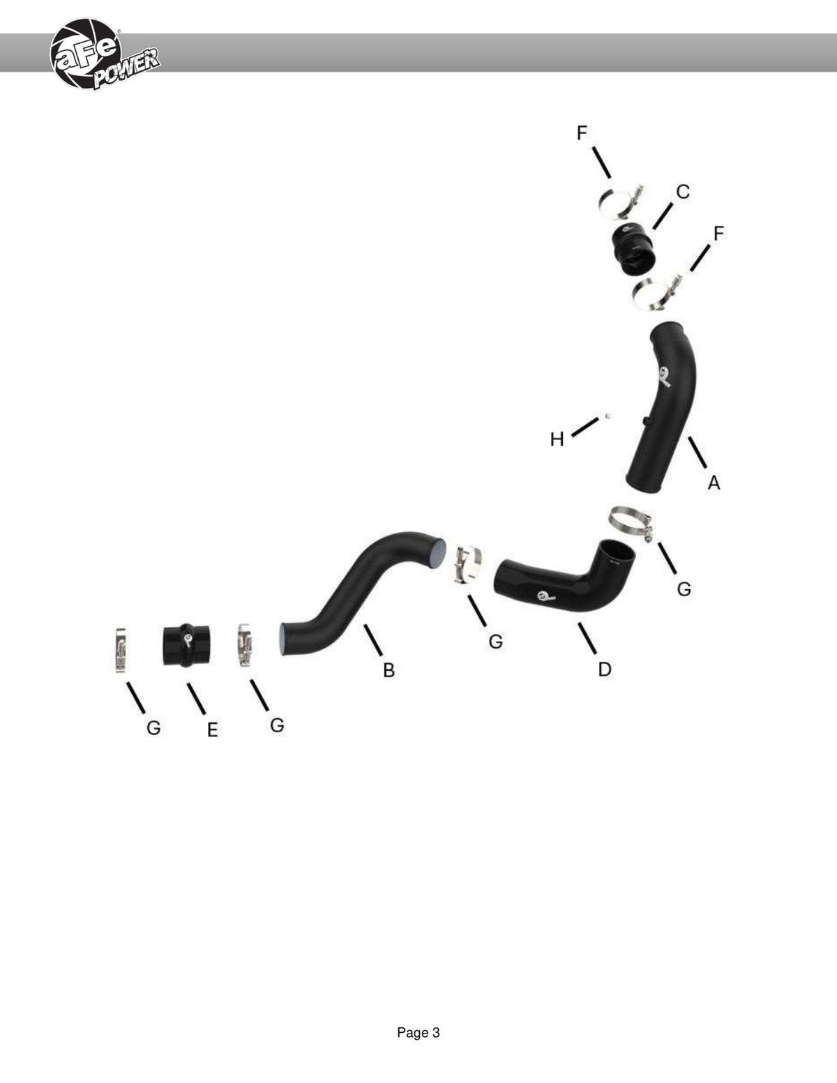 aFe 20-23 GM Diesel Trucks V8 6.6L L5P BladeRunner 3in Aluminum Hot Charge Pipe - Black
