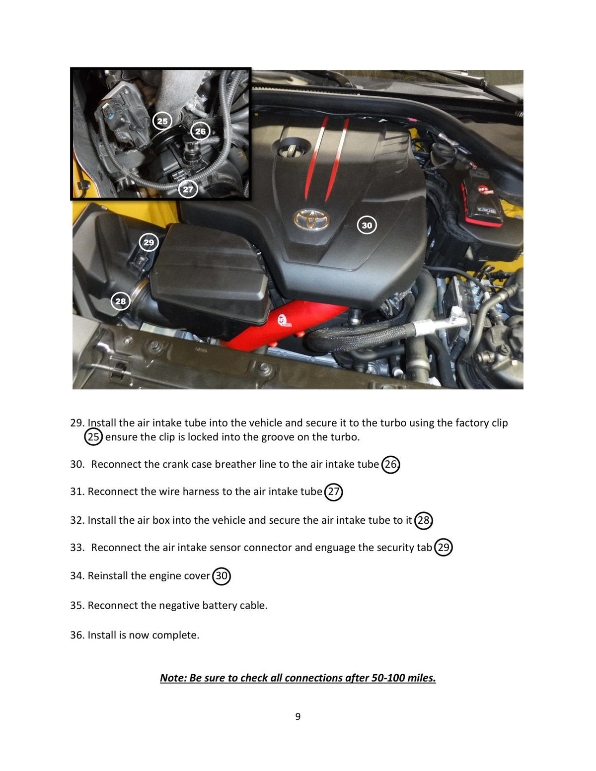 aFe BladeRunner Black 2-3/4in Aluminum Charge Pipe 2021 Toyota Supra GR (A90) I4-2.0L (t) B48