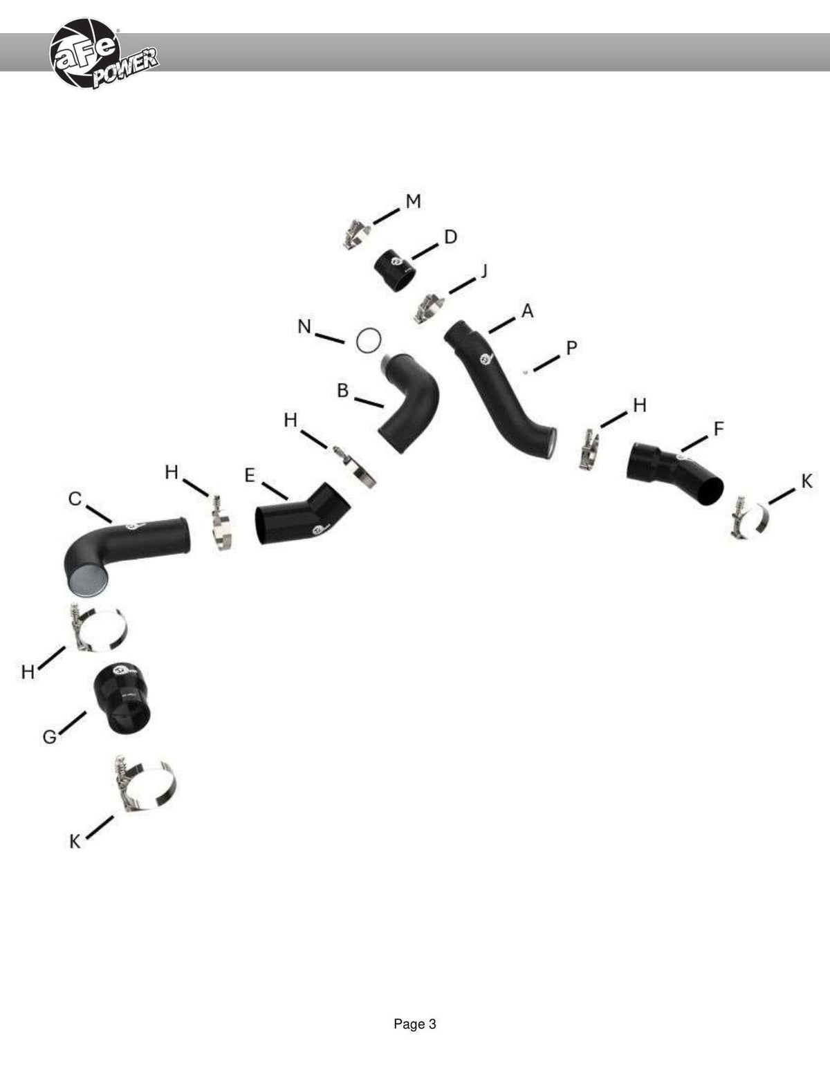 aFe 16-19 RAM 1500 V6 3.0L (TD) BladeRunner 3in Aluminum Hot & Cold Charge Pipe Kit - Black