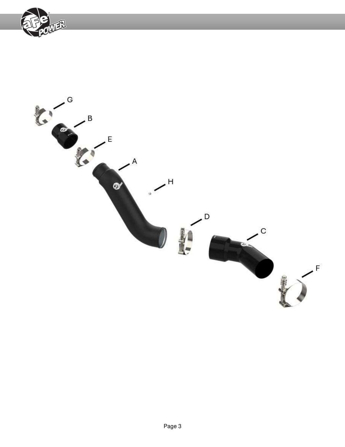 aFe 16-19 RAM 1500 V6 3.0L (TD) BladeRunner 3in Aluminum Hot Charge Pipe - Black