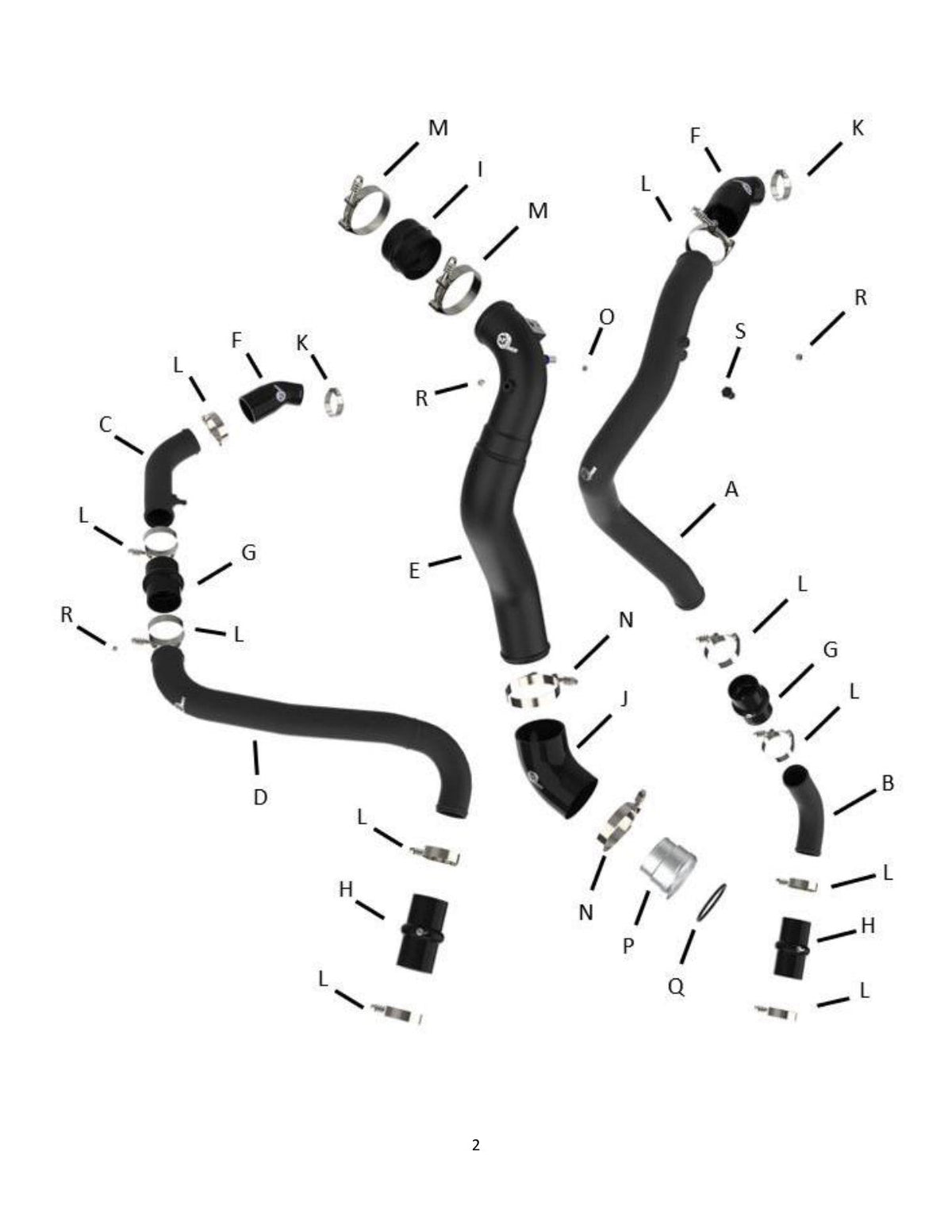 aFe BladeRunner 21-22 Ford F-150 Ecoboost V6-3.5L(tt) Aluminum Hot and Cold Charge Pipe Kit Black