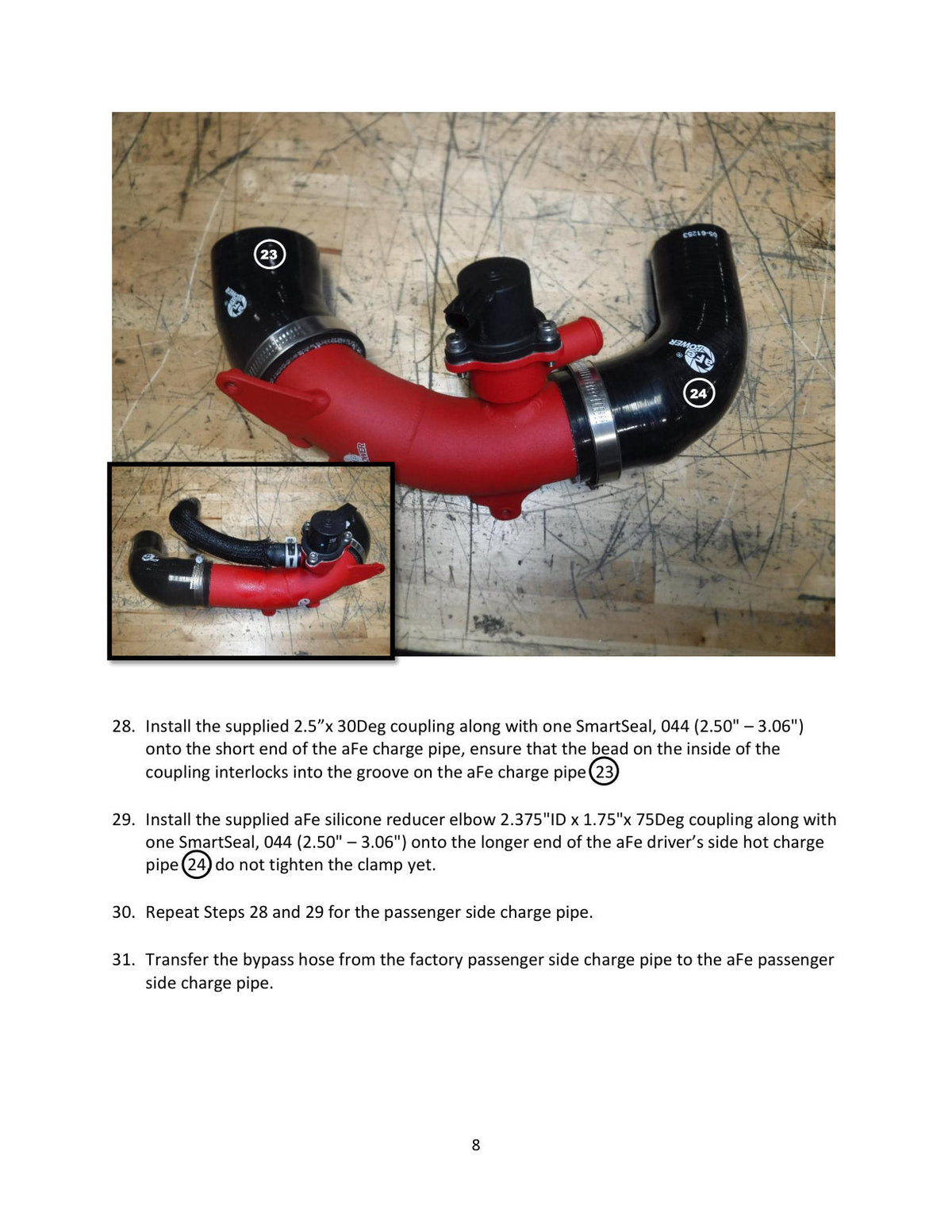 aFe 2022 Toyota Land Cruiser (J300) V6-3.5L (tt) BladeRunner 2.5in Aluminum Hot Charge Pipe - Red
