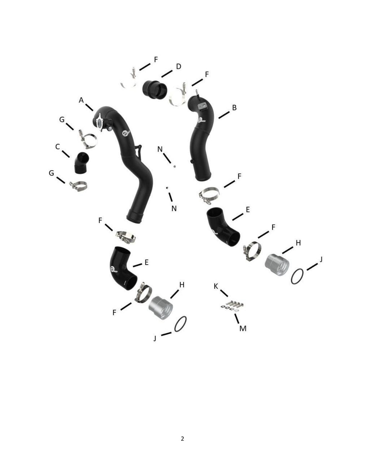 aFe 21-22 Ford Bronco L4-2.3L (t) BladeRunner Alum Hot/Cold Charge Pipe Kit - Black
