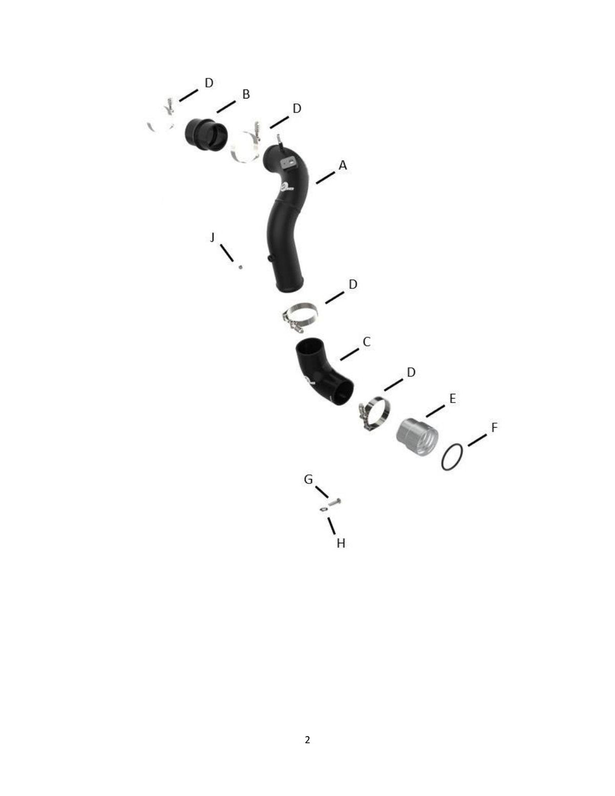 aFe Power 21-22 Ford Bronco L4-2.3L (t) BladeRunner 3in Aluminum Cold Charge Pipe Black