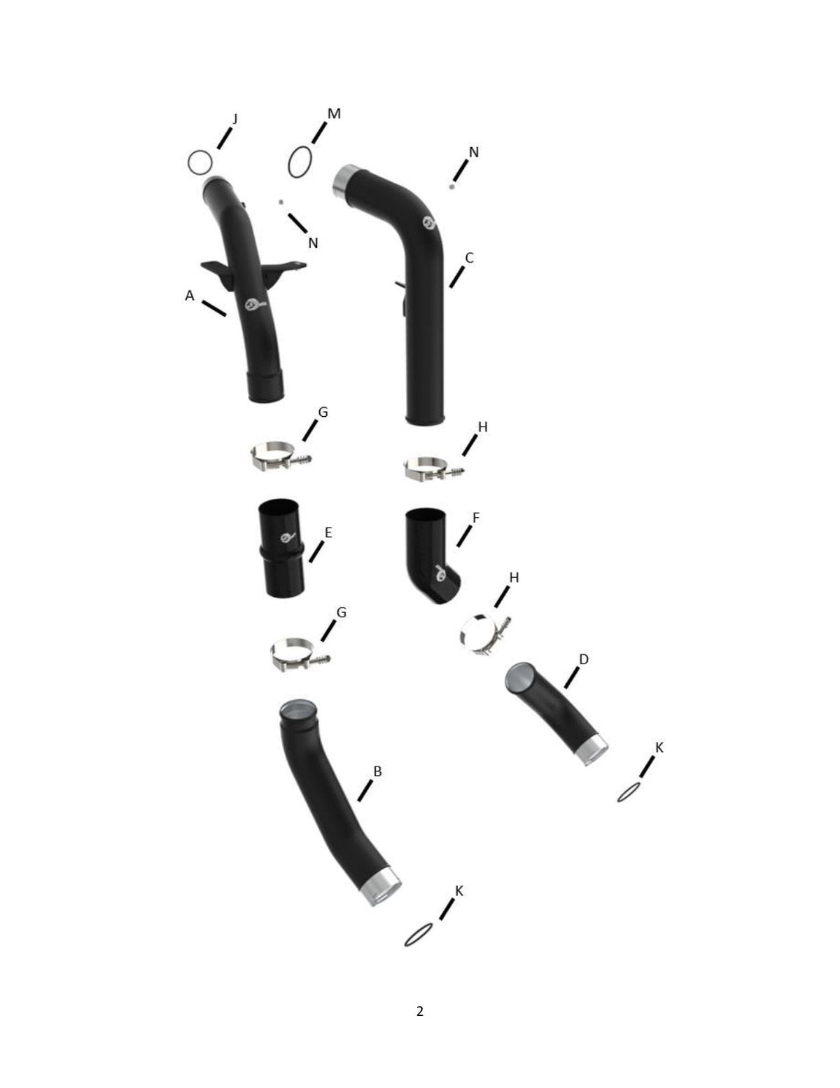 aFe RAM 1500 20-22 V6-3.0L (td) BladeRunner 2-1/2 in & 3in Aluminum Hot & Cold Charge Pipe Kit Black