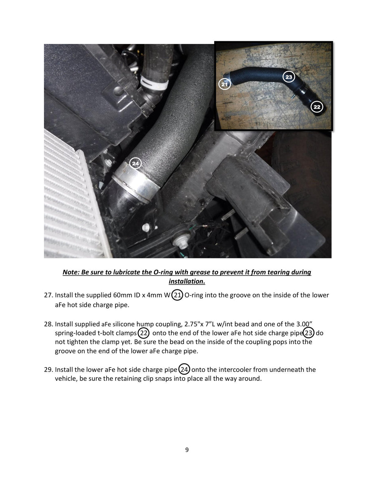 aFe RAM 1500 20-22 V6-3.0L (td) BladeRunner 2-1/2 in & 3in Aluminum Hot & Cold Charge Pipe Kit Black
