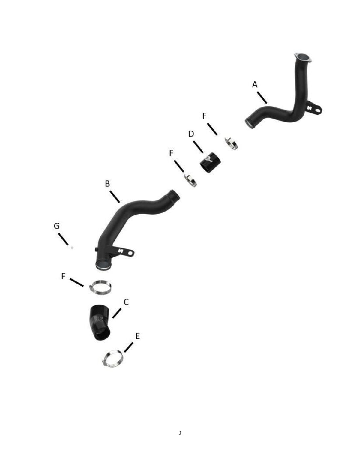 aFe 22-23 Hyundai Kona N L4 2.0L (t) BladeRunner 2-1/4in to 2-1/2in Aluminum Hot Charge Pipe - Black