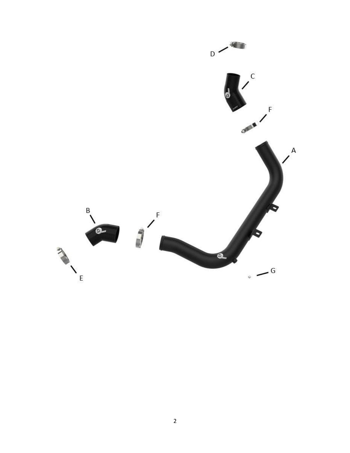 aFe BladeRunner 2-1/4 IN Aluminum Hot Charge Pipe Black 17-20 Hyundai Elantra GT L4-1.6L (t)