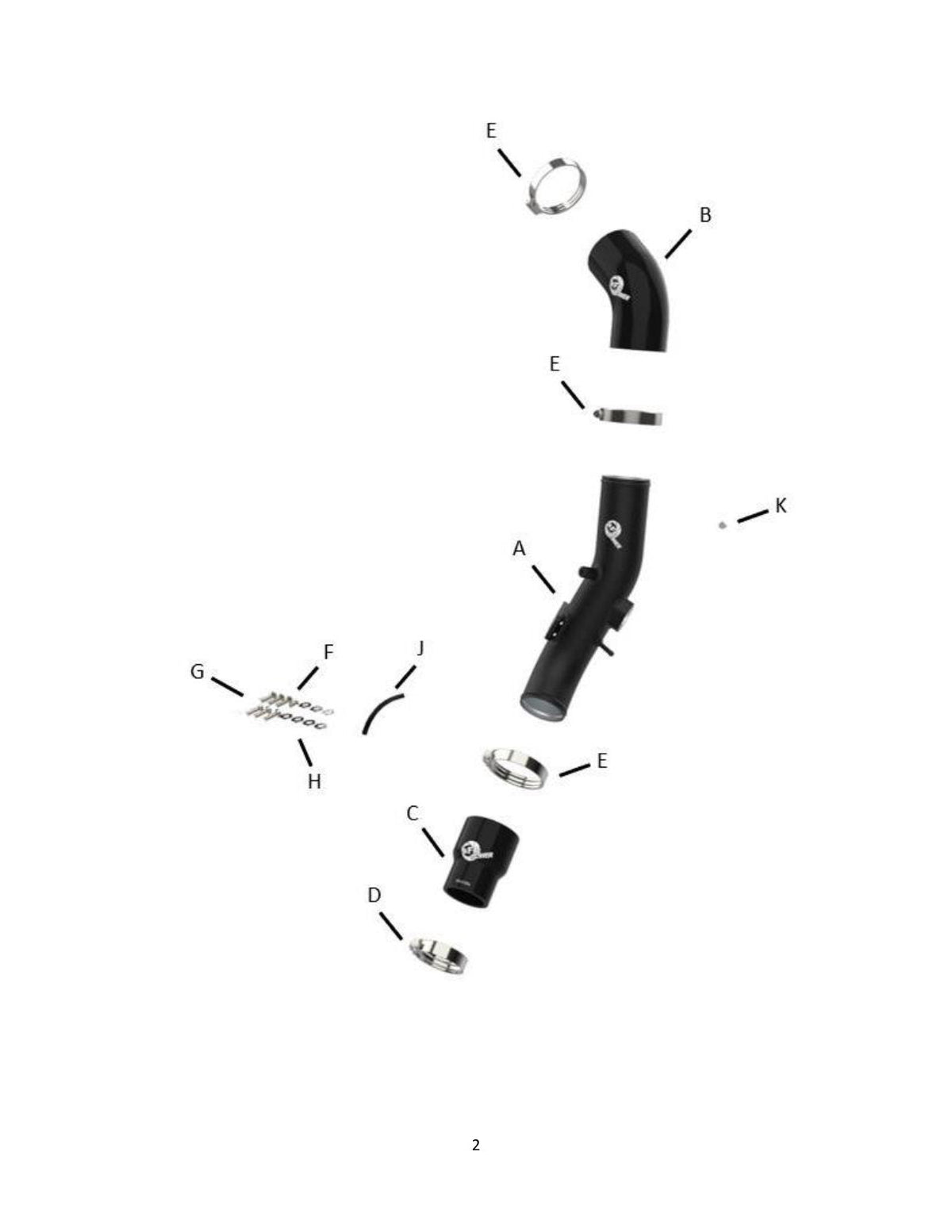 aFe BladeRunner 2-1/2 IN Aluminum Cold Charge Pipe Black 17-20 Hyundai Elantra GT L4-1.6L (t)