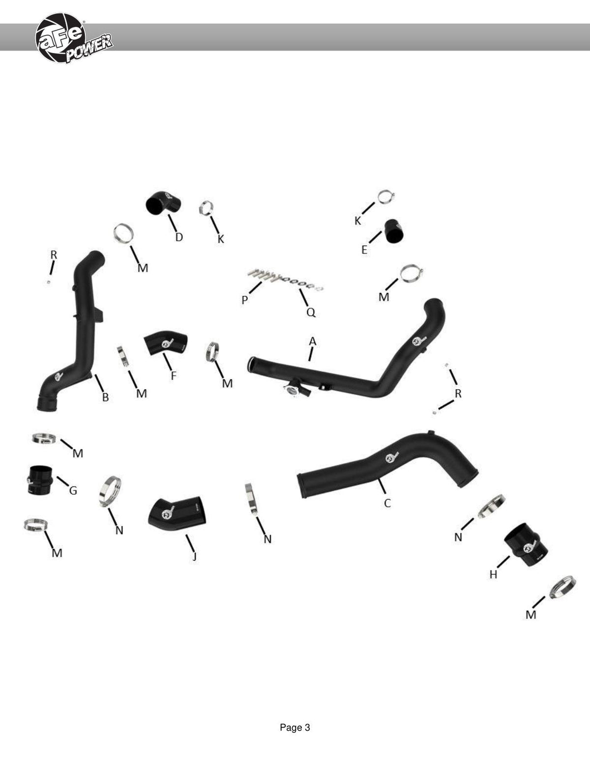 aFe 20-23 Ford Explorer ST V6 3.0L (tt) BladeRunner Aluminum Hot and Cold Charge Pipe Kit - Black