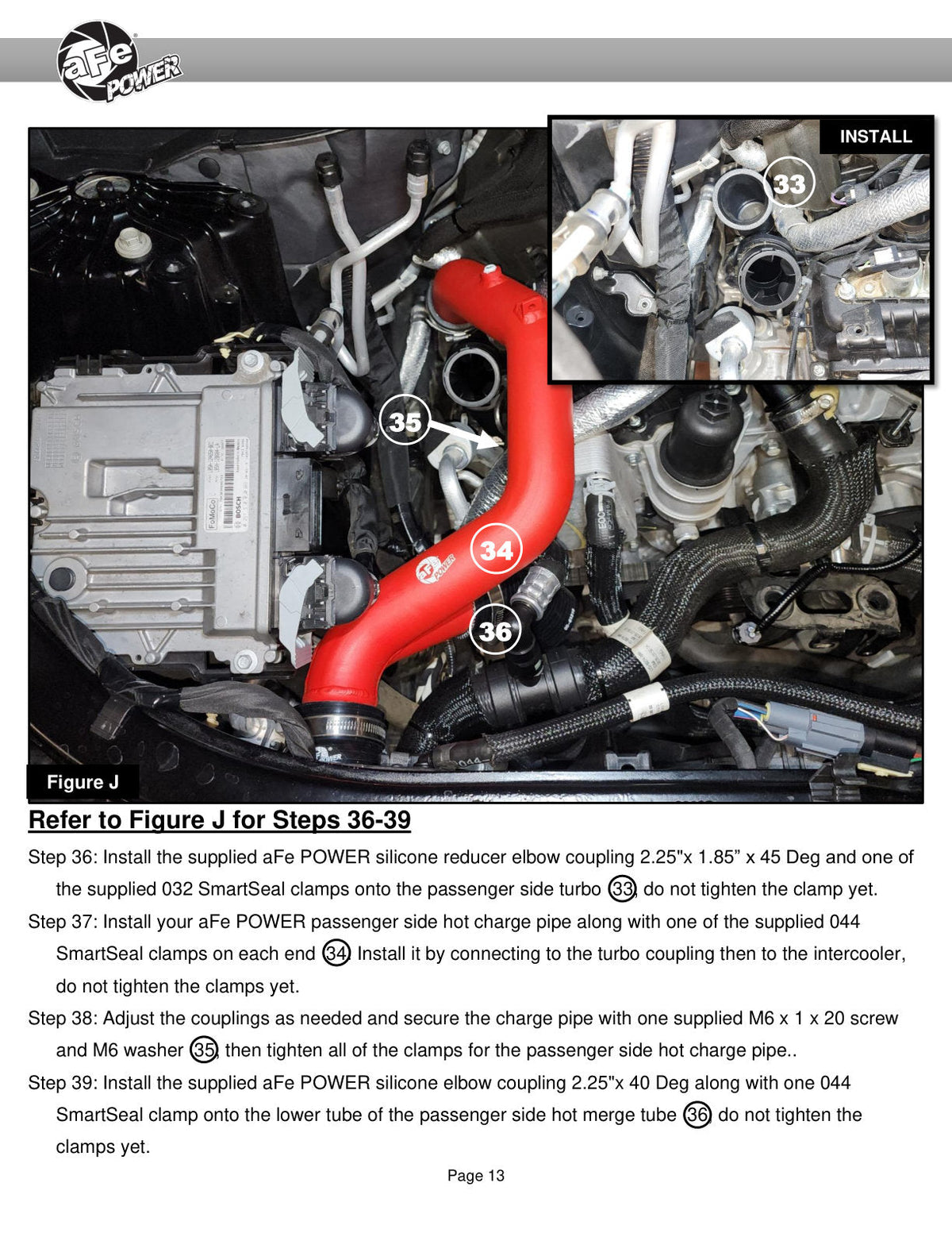 aFe Bladerunner 2-1/4 IN Aluminum Hot Charge Pipe Black 20-23 Ford Explorer/Explorer ST - Red