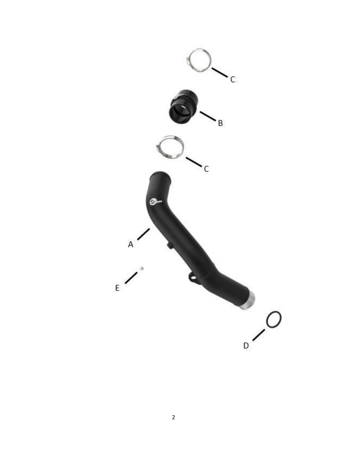 aFe BladeRunner 2-1/2 IN Aluminum Hot Charge Pipe Black 22-23 Subaru WRX H4-2.4L (t)