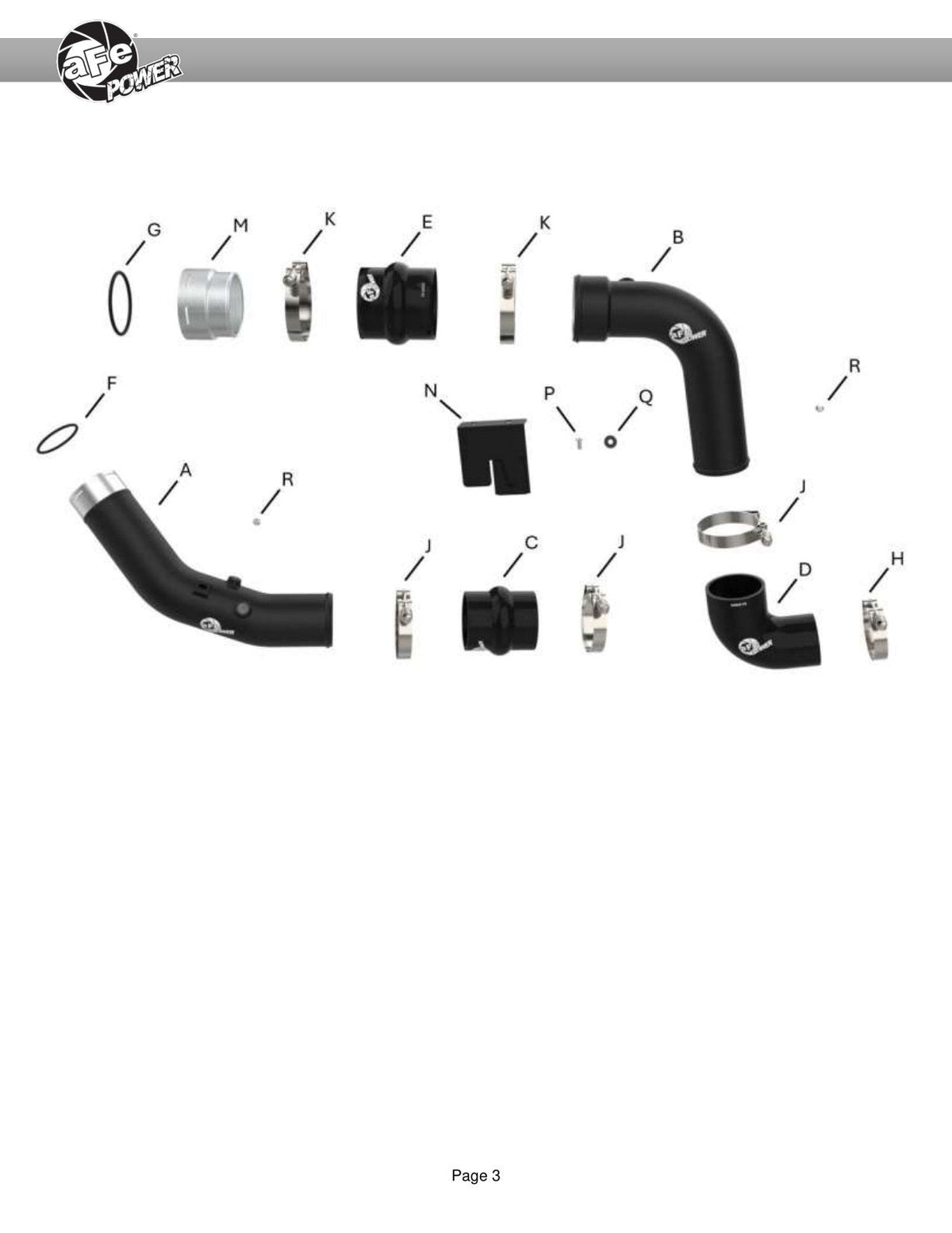 aFe 23-24 Ford F250/F350 Super Duty V8-6.7L BladeRunner 3 In. Aluminum Hot and Cold Charge Pipe- BLK