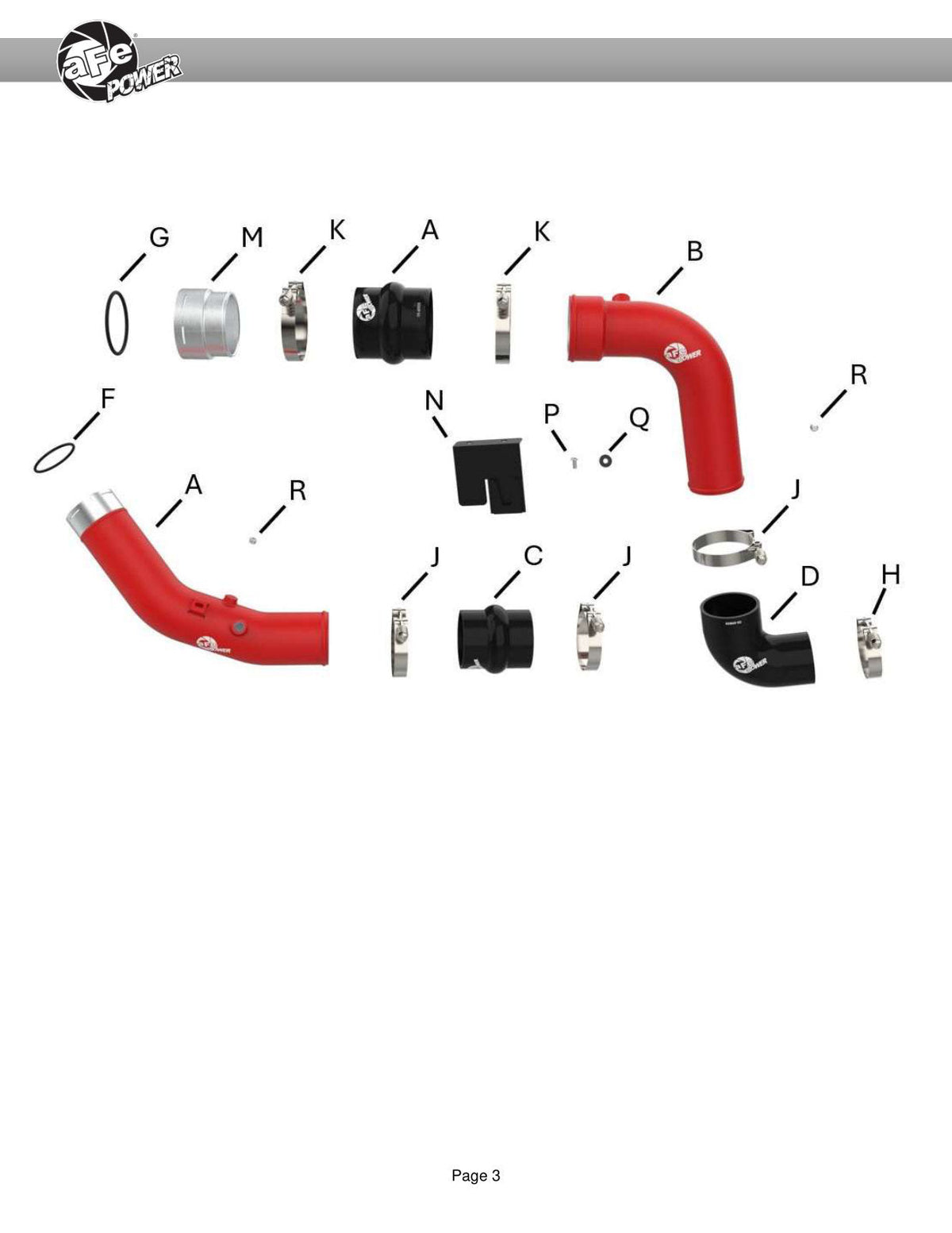 aFe 23-25 Ford F250/F350 Super Duty V8-6.7L BladeRunner Aluminum Hot & Cold Charge Pipe Kit - Red