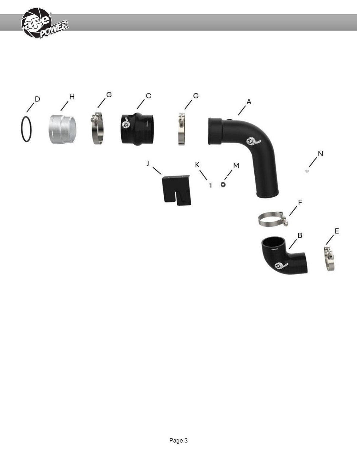 aFe 23-24 Ford F250/F350 Super Duty V8-6.7L BladeRunner 3 In. Aluminum Cold Charge Pipe- BLK