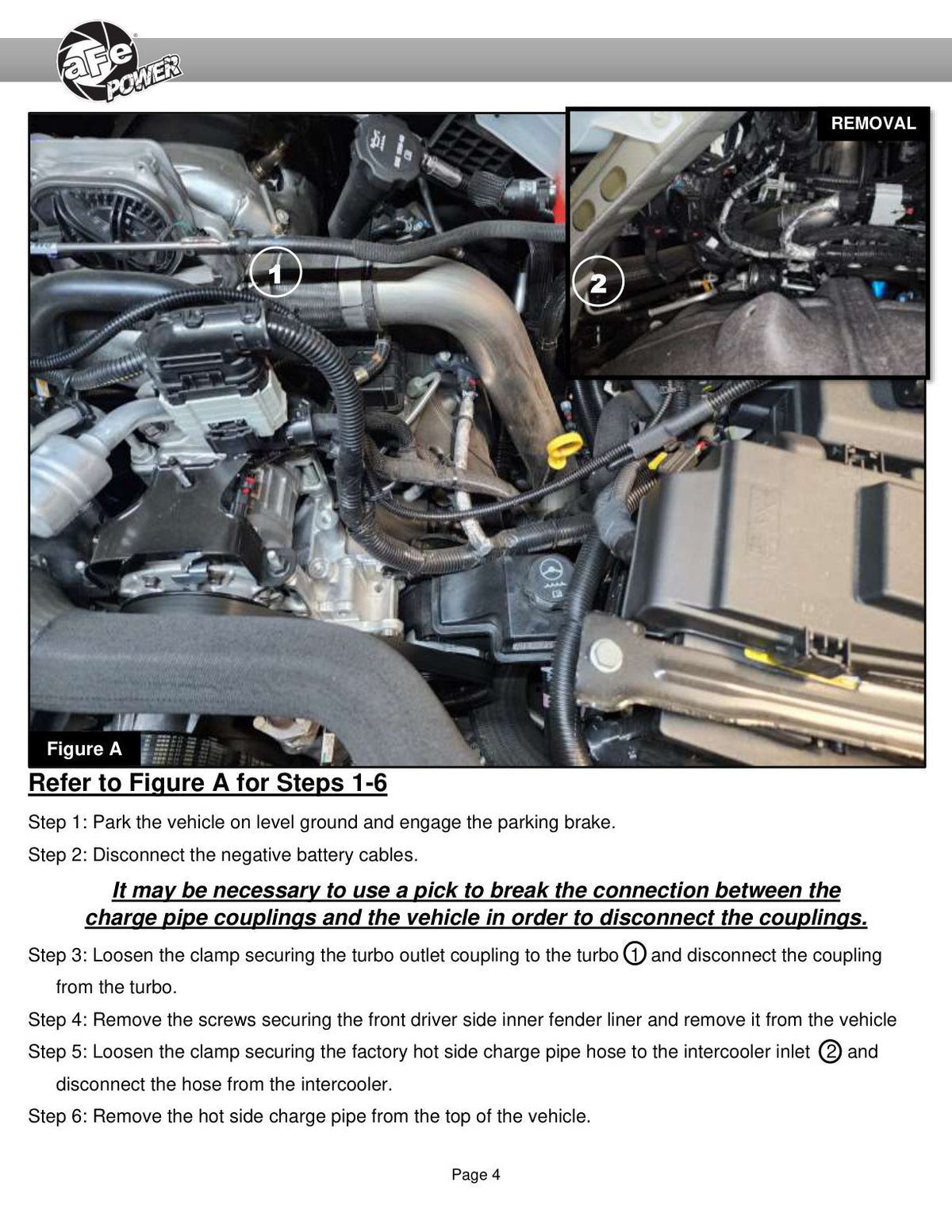 aFe 2024 GM Diesel Trucks V8 6.6L L5P BladeRunner Aluminum 3in Hot & 3.5in Cold Charge Pipe - Black