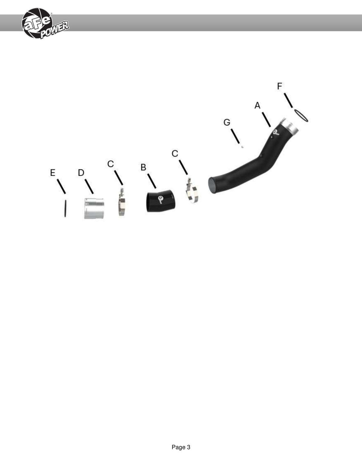 aFe 2024 GM Diesel Trucks V8 6.6L L5P BladeRunner 3.5in Aluminum Cold Charge Pipe - Black