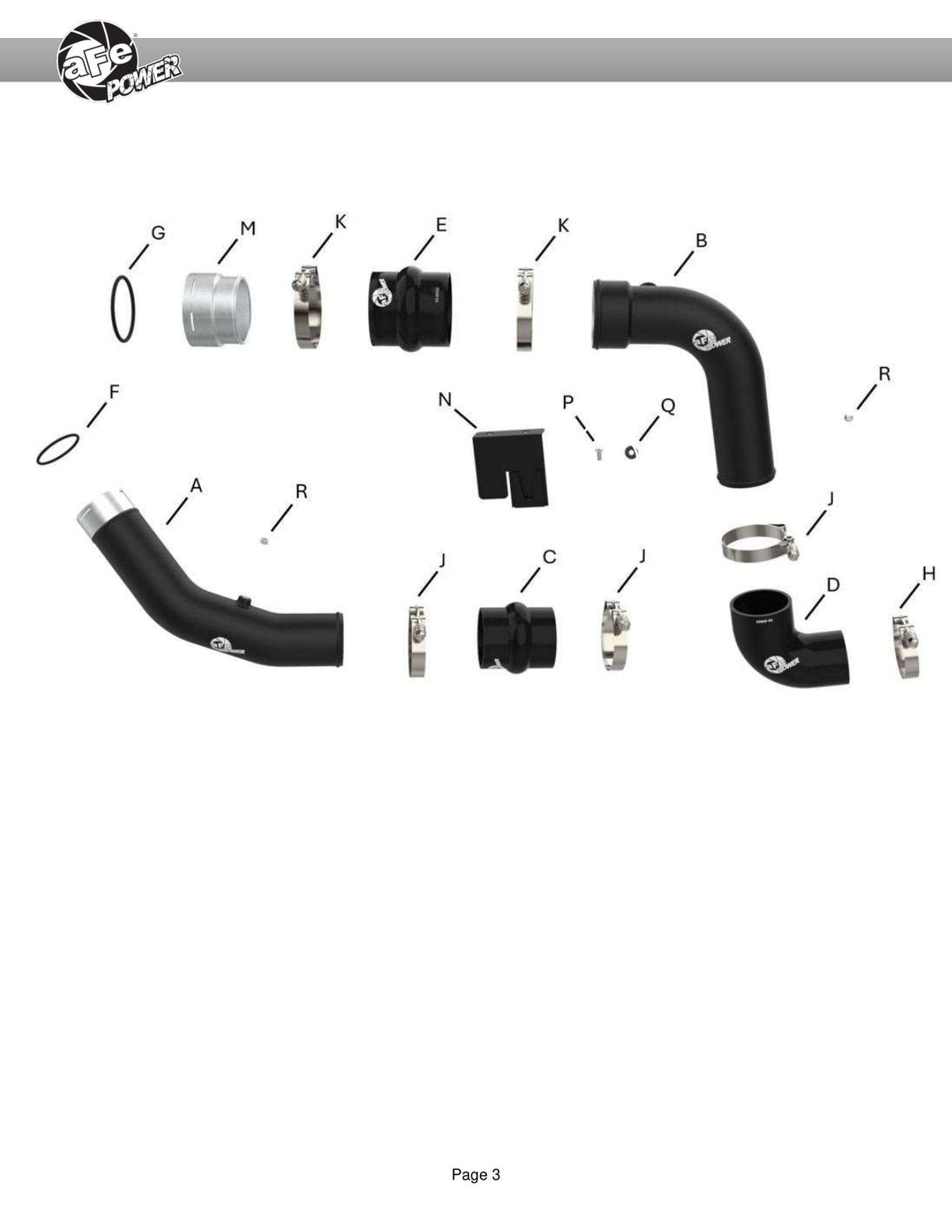 aFe 23-24 Ford Diesel Trucks V8-6.7L (td) BladeRunner Aluminum Hot and Cold Charge Pipe Kit - Black