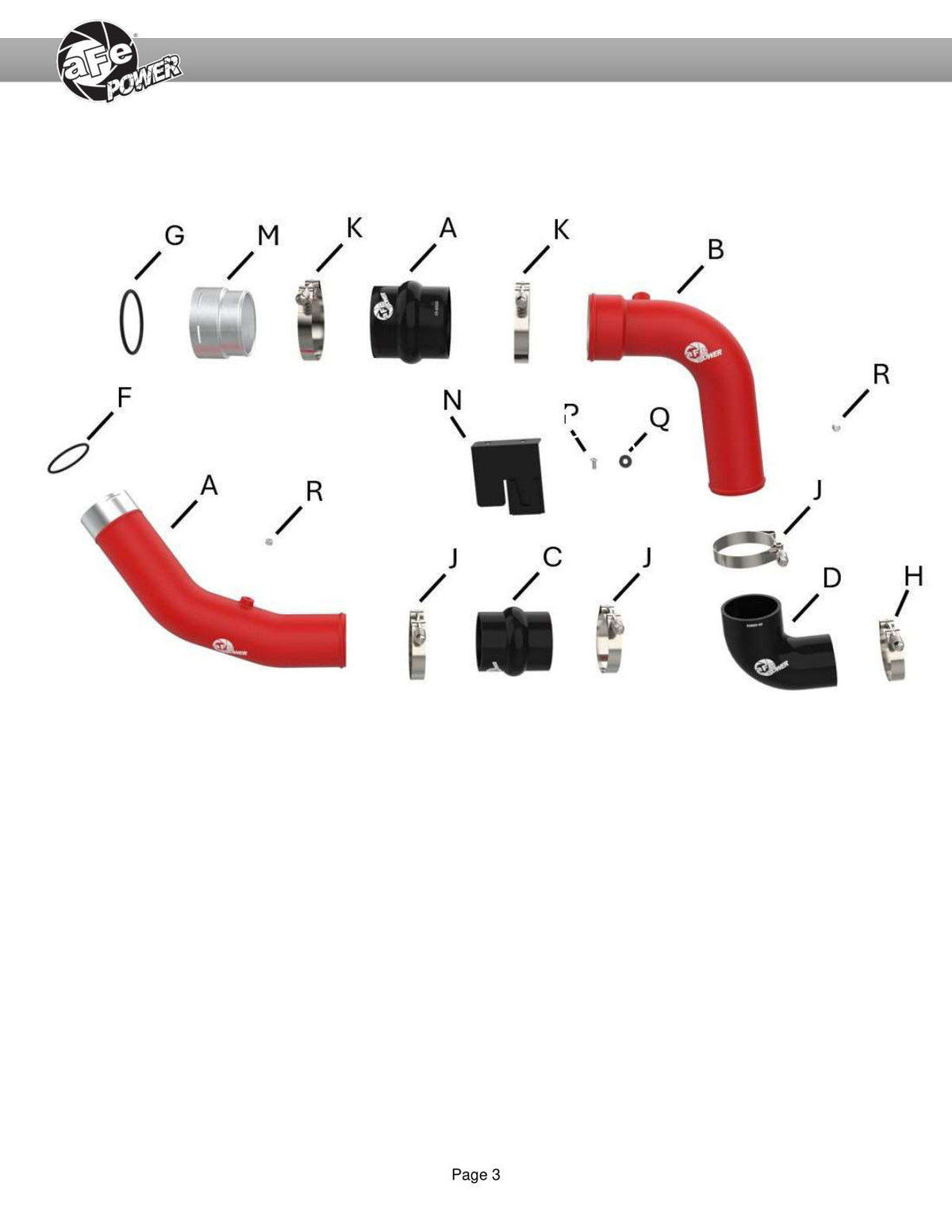 aFe 23-24 Ford Diesel Trucks V8-6.7L (td) BladeRunner Aluminum Hot and Cold Charge Pipe Kit - Red