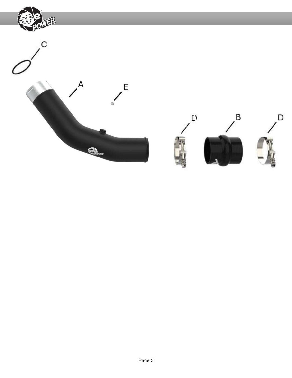 aFe 23-24 Ford Diesel Trucks V8-6.7L (td) BladeRunner 3in. Aluminum Hot Charge Pipe - Black