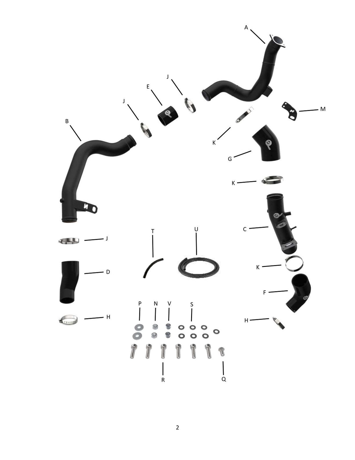 aFe 19-22 Hyundai Veloster N BladeRunner Aluminum Hot & Cold Charge Pipe Kit - Black