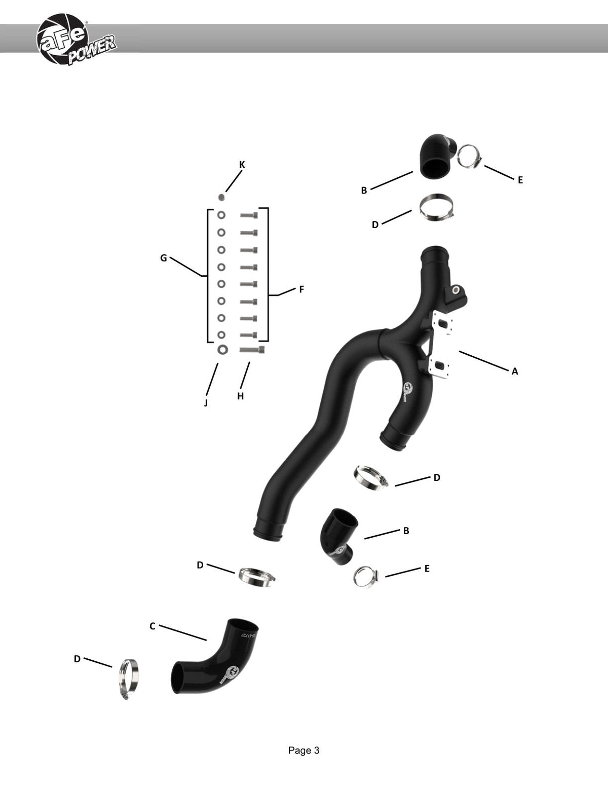 aFe 19-26 Genesis G70 V6 3.3L (tt) BladeRunner Aluminum Hot Charge Pipe - Black