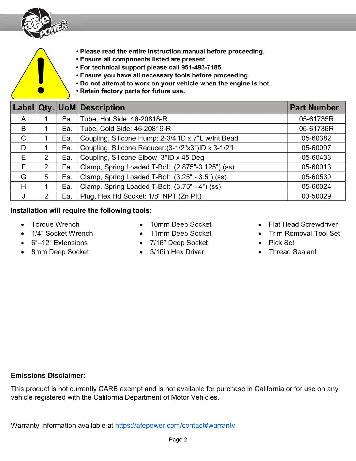 aFe BladeRunner 3in & 3-1/2in AL Hot and Cold Charge Pipe Kit Red RAM Diesel Trucks 25-26 L6-6.7L