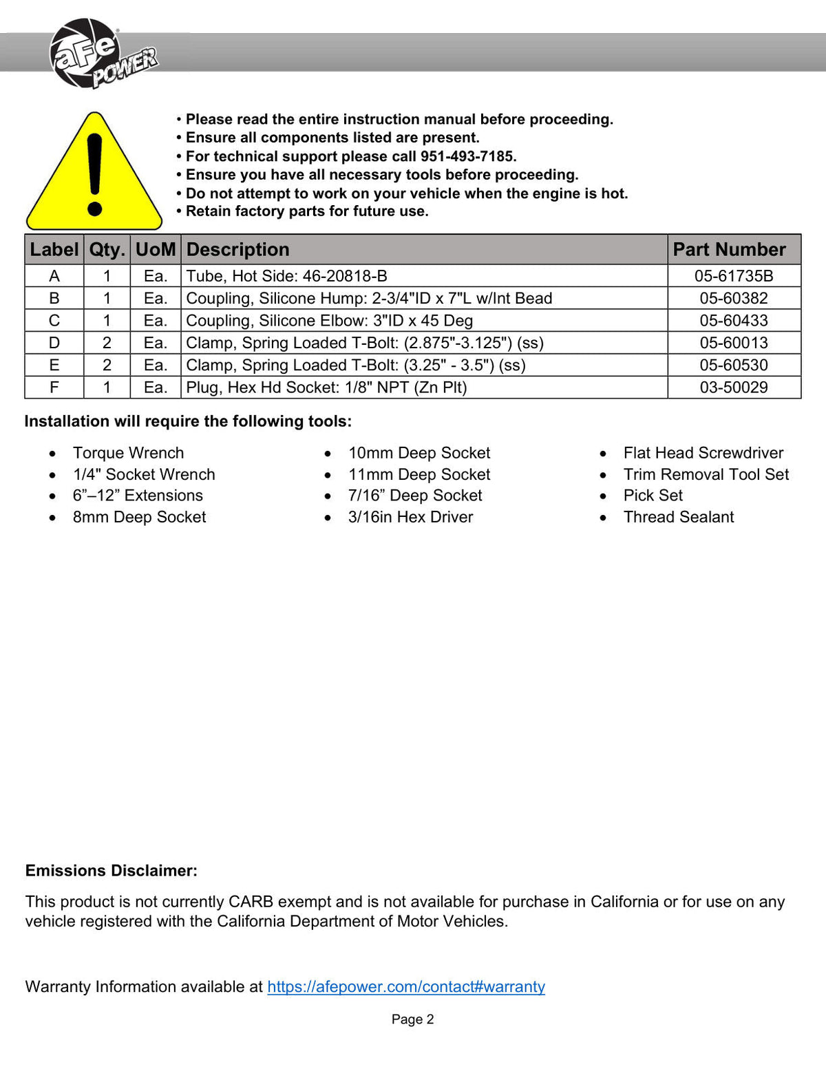 aFe BladeRunner 3in Aluminum Hot Charge Pipe Black RAM Diesel Trucks 25-26 L6-6.7L (td)