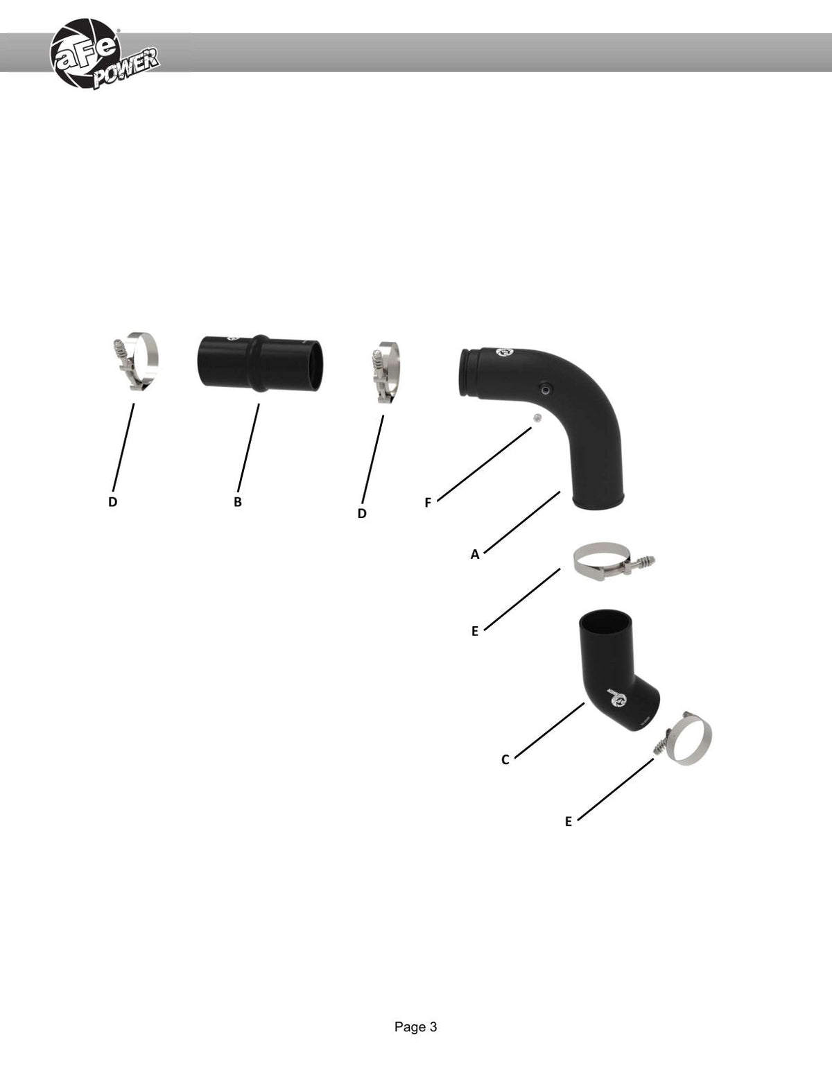 aFe BladeRunner 3in Aluminum Hot Charge Pipe Black RAM Diesel Trucks 25-26 L6-6.7L (td)