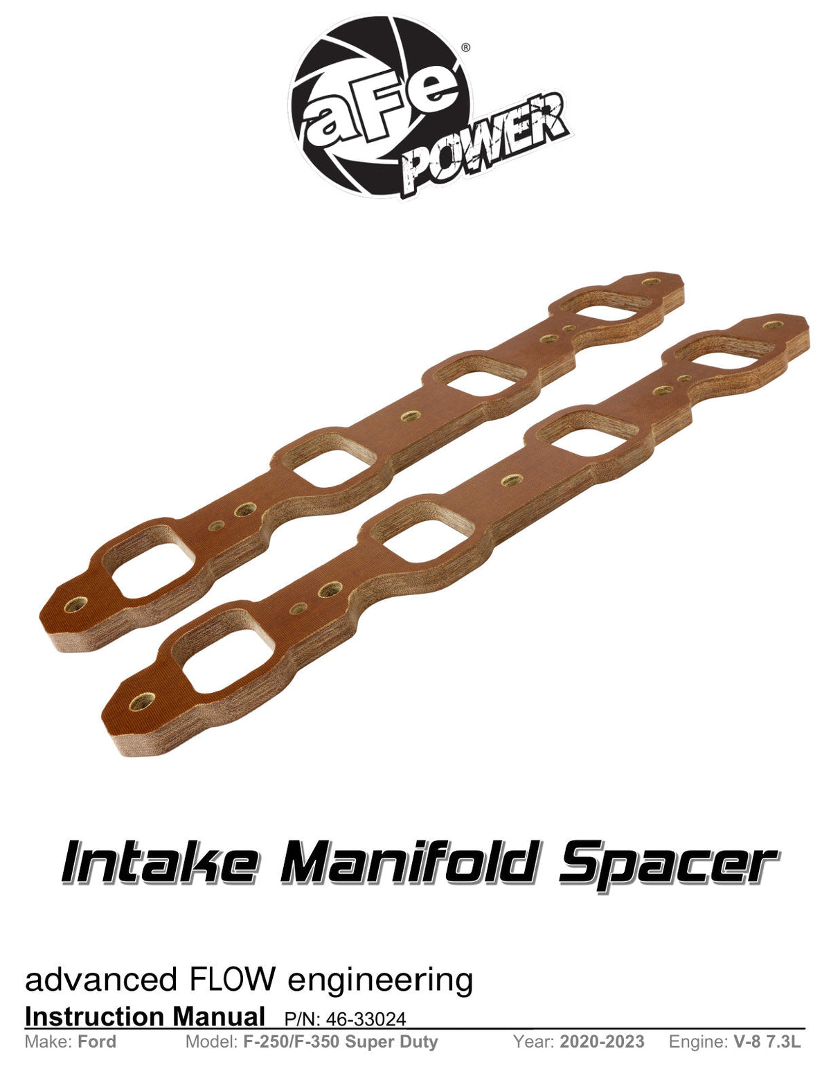 aFe Silver Bullet Intake Manifold Spacer Kit 2020 F-250/F-350 V8-7.3L