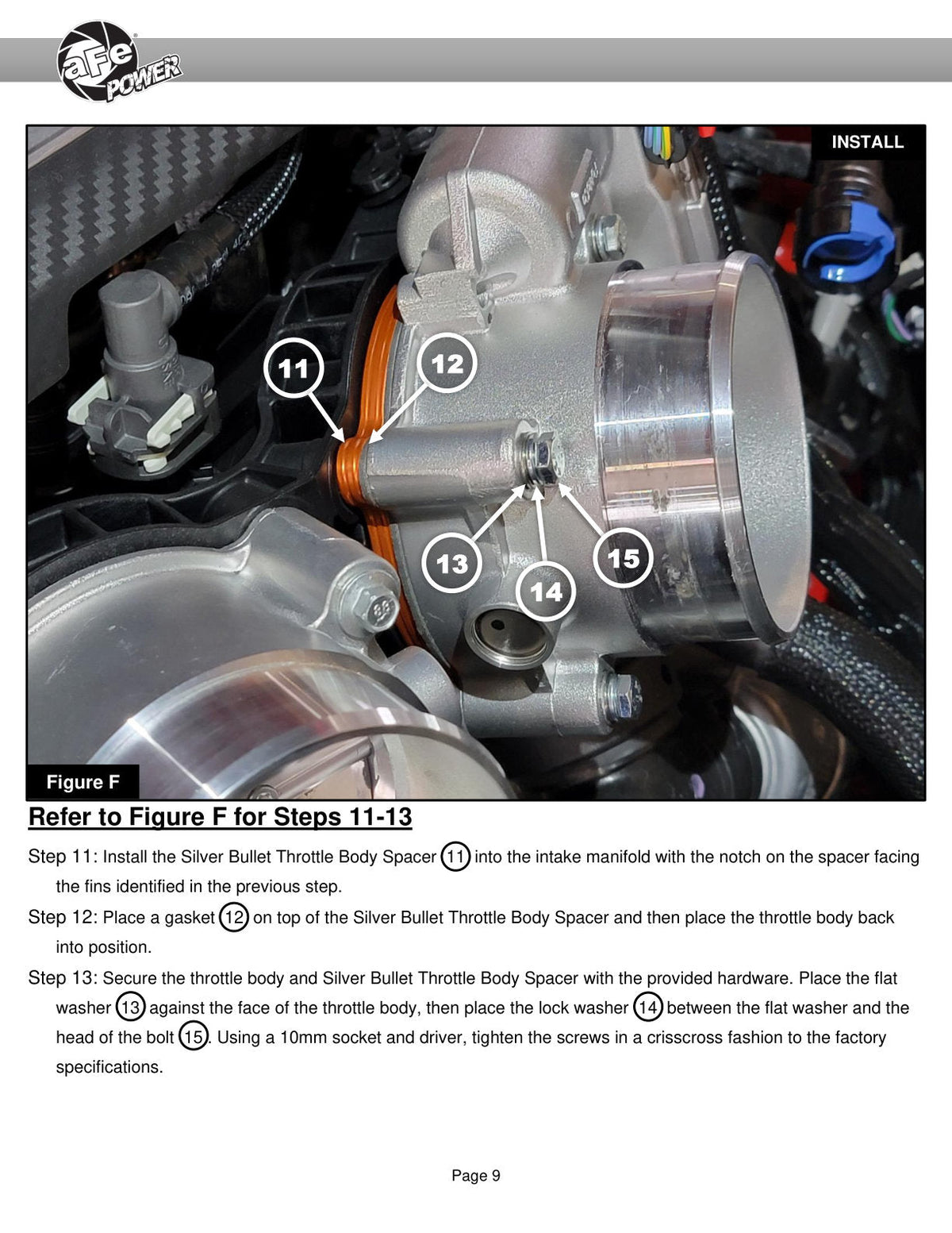 aFe 2024 Ford Mustang GT/ 2024 Ford Mustang Dark Horse V8 5.0L Silver Bullet Throttle Body Spacer