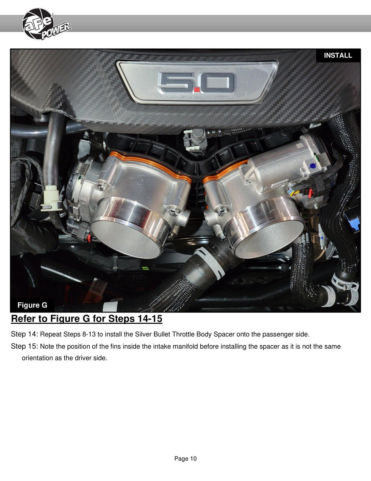 aFe 2024 Ford Mustang GT/ 2024 Ford Mustang Dark Horse V8 5.0L Silver Bullet Throttle Body Spacer
