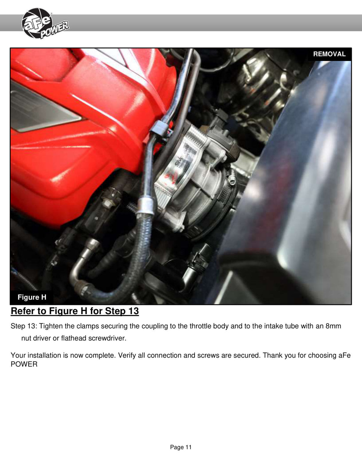 aFe 2020 Vette C8 Silver Bullet Aluminum Throttle Body Spacer / Works With aFe Intake Only - Black