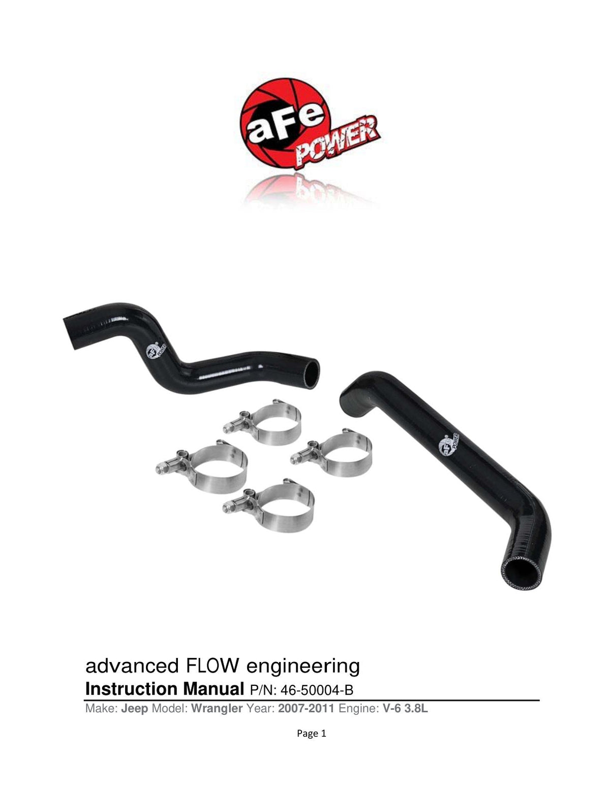 aFe BladeRunner Radiator Hose Kit w/ Black Hoses 07-11 Jeep Wrangler (JK) V6 3.8L