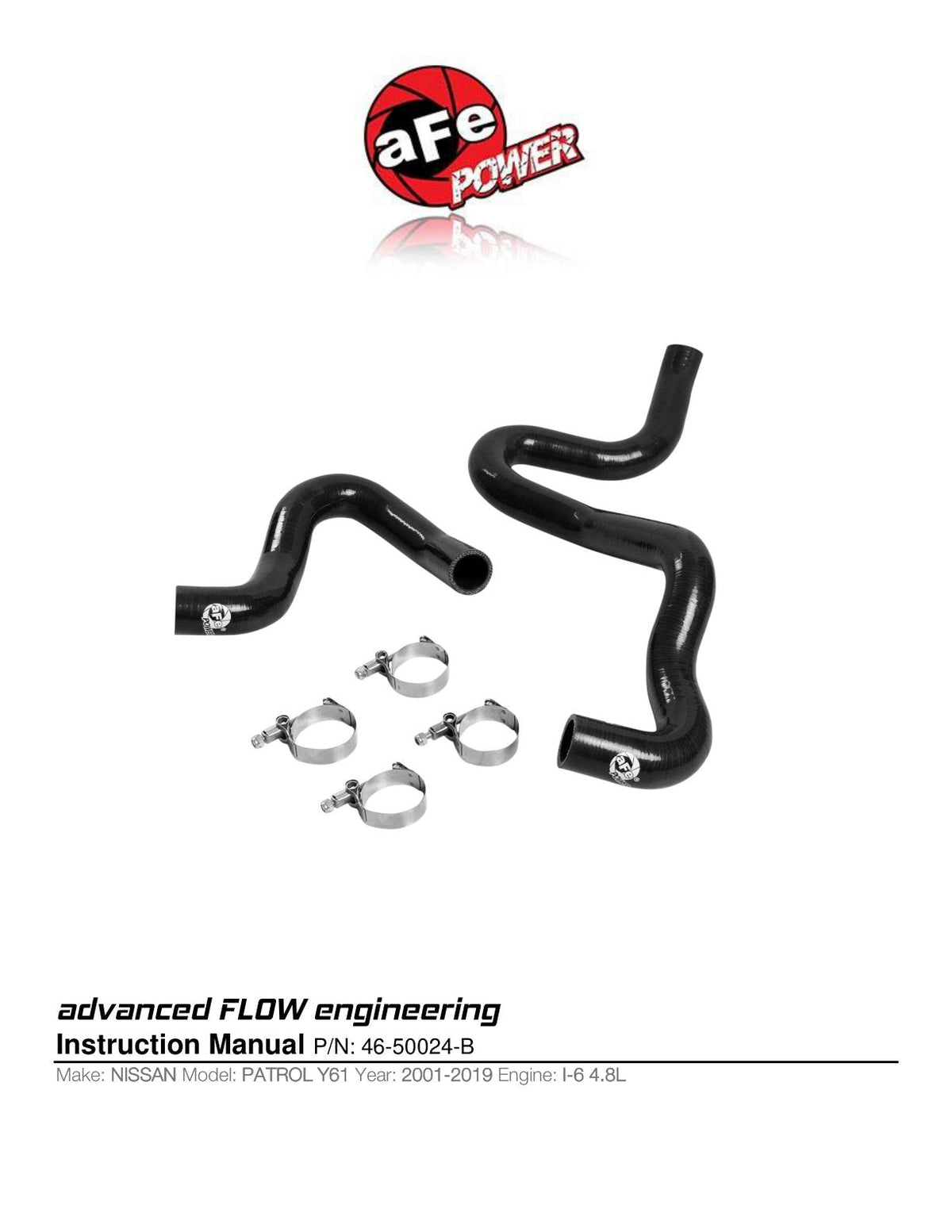 aFe BladeRunner Silicone Radiator Hose Kit 01-19 Nissan Patrol (Y61) L6-4.8L