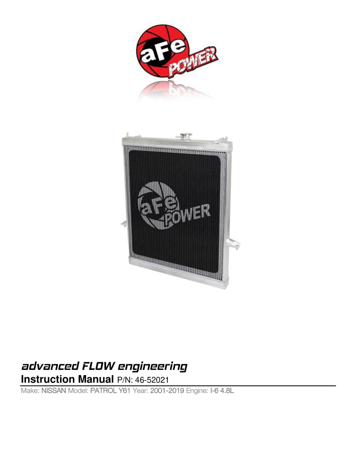 aFe BladeRunner Street Series Tube & Fin Aluminum Radiator 01-19 Nissan Patrol (Y61) L6 4.8L