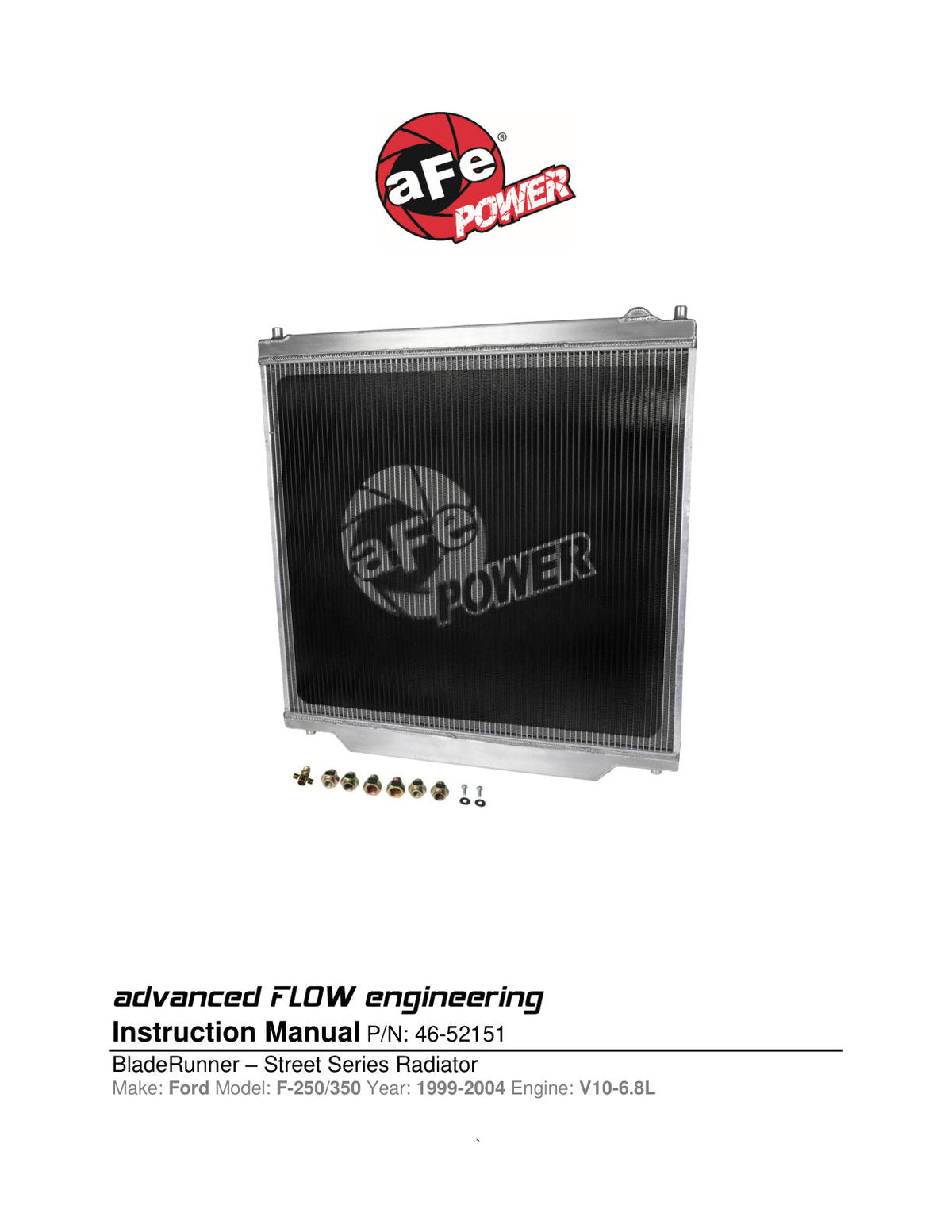aFe BladeRunner Street Series Radiator 99-04 Ford Trucks V10 6.8L