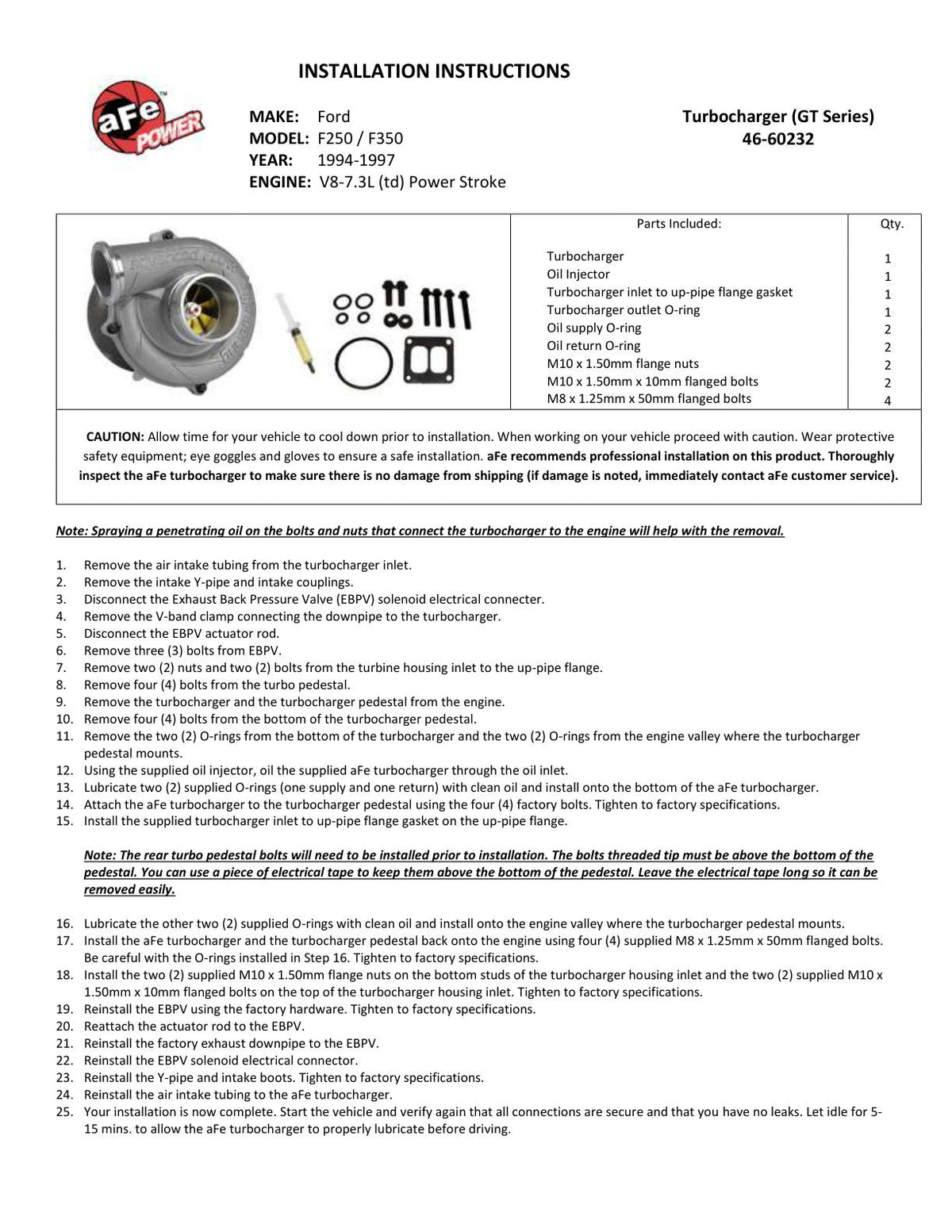 aFe BladeRunner GT Series Turbocharger 94-97 Ford 7.3L (td)