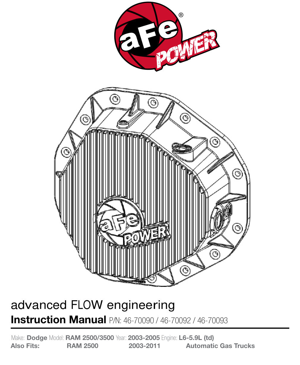 aFe Power Cover Rear Differential COV Diff R Dodge Diesel Trucks 03-05 L6-5.9L Machined