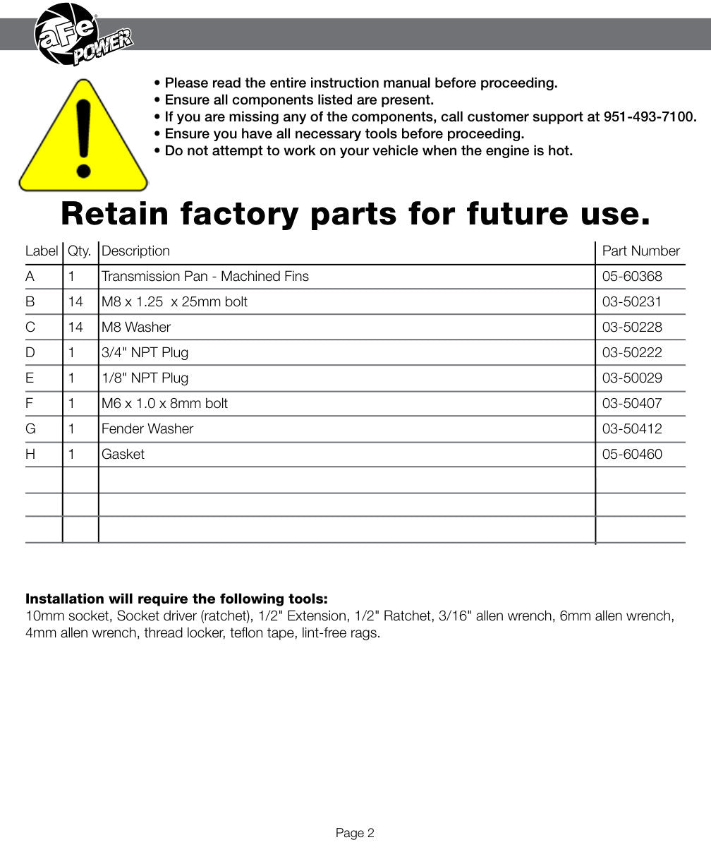aFe Transmission Pan (Black); Ford Trucks 94-08 AODE