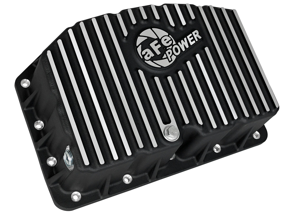 aFe Pro Series Engine Oil Pan Black w/Machined Fins; 11-16 Ford Powerstroke V8-6.7L (td)