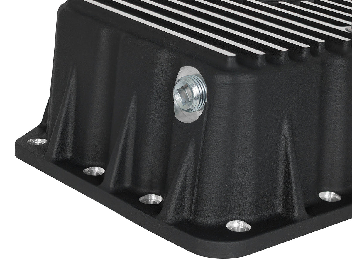 aFe Pro Series Engine Oil Pan Black w/Machined Fins; 11-16 Ford Powerstroke V8-6.7L (td)