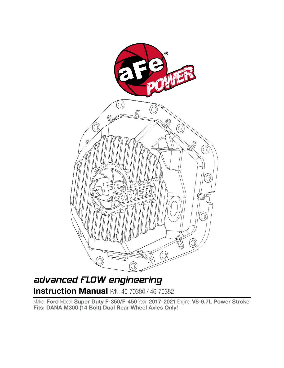 aFe Power Rear Diff Cover Black w/Machined Fins 17 Ford F-350/F-450 6.7L (td) Dana M300-14 (Dually)